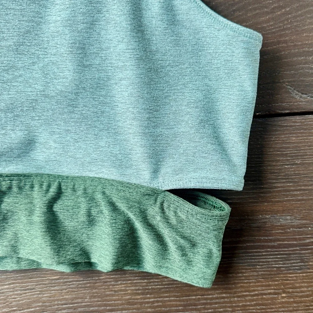 Outdoor Voices Womens Tri-Tone Slashback Crop Top XL Blue Green Cycle Yoga Sport - Picture 4 of 7